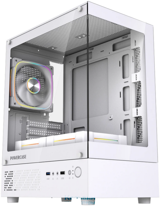 Powercase Vision Micro M1 ARGB, Tempered Glass, 3x 120mm ARGB fans, белый, mATX (CVMM1W-A3)