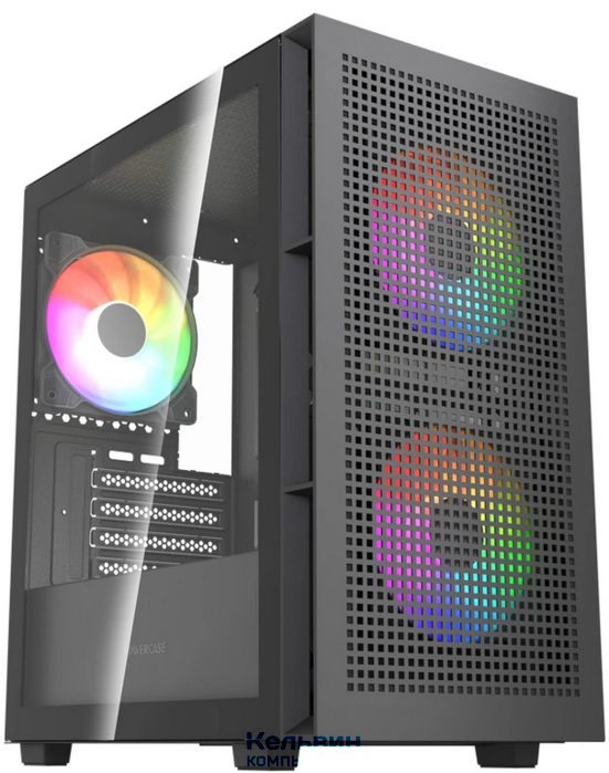 Powercase Mistral SM05 ARGB, Tempered Glass, 3x120mm ARGB PWM fans, чёрный, mATX (CMMSM05B-A3)