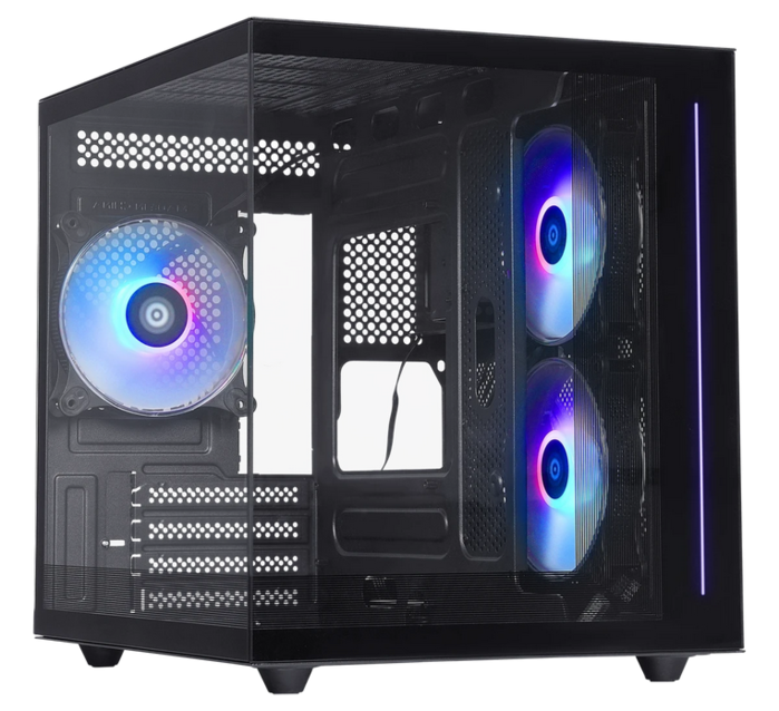 Defender NovaCube Micro-ATX Mini-ITX W/O PSU 3x12cm ARGB Fan 2хUSB1.1+3.0 3.5jack черный c окном 25103