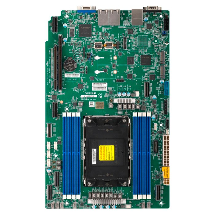 Supermicro X14SBW-F (Proprietary WIO, 1x LGA-4710, 8x Up to 1TB 6400MT/s ECC DDR5 RDIMM, 8x SATA ports, 1x PCIe 5.0 x8 (WIO-R), 2x PCIe 5.0 x16 (WIO-L), 2x M.2 PCIe 5.0 x2 (M-Key 2280/22110), 2x LAN with 1GbE with Intel®I210) (MBD-X14SBW-F-B)