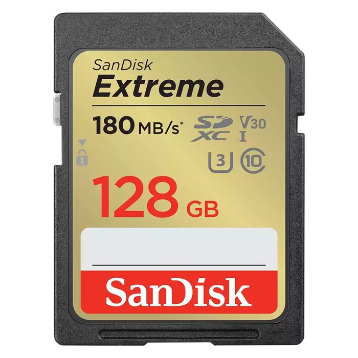 SanDisk Extreme SD UHS I 128GB Card for 4K Video for DSLR and Mirrorless Cameras 180MB/s Read & 90MB/s Write (SDSDXVA-128G-GNCIN)