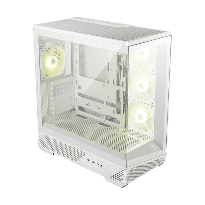 MSI MAG PANO 130R PZ White 2xUSB 3.2 Gen 1, 1xUSB 3.2 Gen2 Type-C, 3x120mm ARGB Reverse Blade Fan, 1x120mm ARGB Fan, 1 to 3 Fan PWM Splitter, Tempered Glass Window (306-7G32W21-HH9)