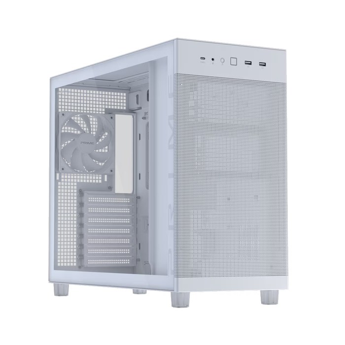 ASUS PRIME AP303 TG WHITE ATX без БП, длина видеокарты до 360 мм, высота кулера до 165 мм, 2xUSB 3.0, USB Type-C (90DC00V3-B39010)