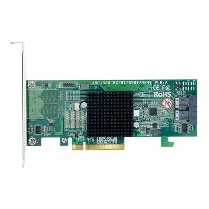 HBA-адаптер Areca ARC-1330-8i PCIe 3.0 x8 Low Profile, SAS/SATA 12G, HBA, 8port (2*int SFF8643), (аналог LSI00344 9300-8I)