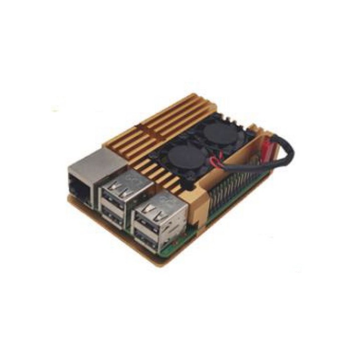 ACD RA504 Gold Metal Aluminum Case with Double Fans for Raspberry Pi 4B