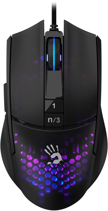 A4Tech Bloody L65 Max черный/фиолетовый оптическая 12000dpi USB 6but (L65 MAX/HONEYCOMB)