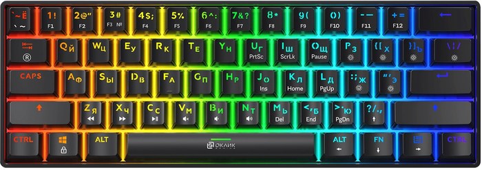 Оклик K713X механическая черный USB Multimedia for gamer LED кабель 1.6м