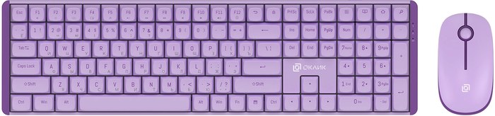 + мышь Оклик S315W клав:сиреневый мышь:сиреневый USB беспроводная Multimedia (1978643)
