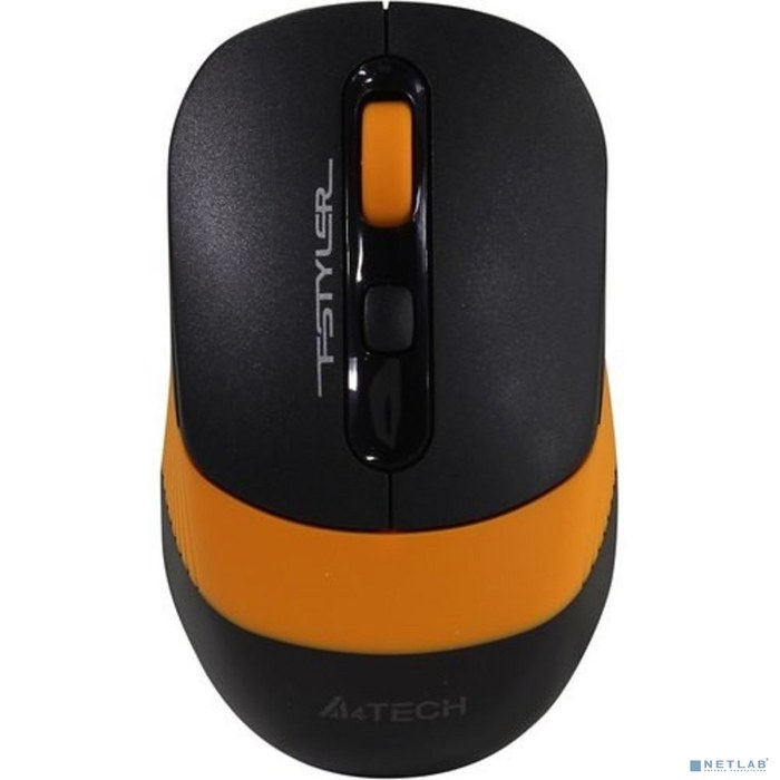 A-4Tech Мышь Fstyler FG10 черный/оранжевый оптическая (2000dpi) беспроводная USB [1147568]