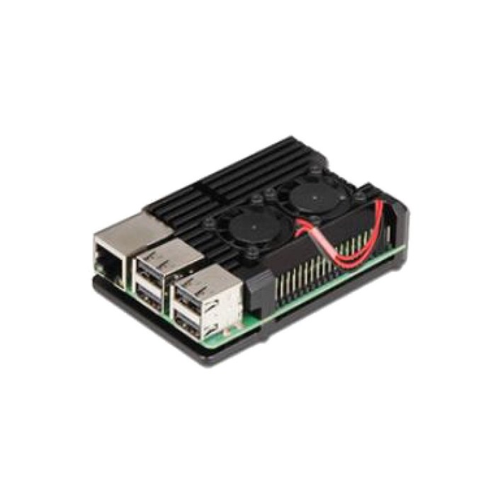 Корпус ACD RA503   Black Metal Aluminum Case with Double Fans for Raspberry Pi 4B (RASP4033)
